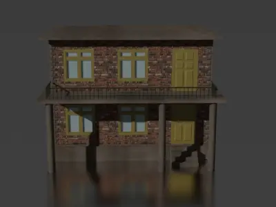 City house low-poly 3D model
