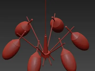 Brass Stilnovo Chandelier 3D model