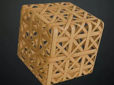 Bamboo Open Lattice Hexagonal Weave PBR Texture