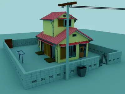 Anime house Low-poly 3D model purchase