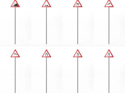 268 German Traffic Road Signs Pack DE Low-poly 3D model Low-poly 3D model