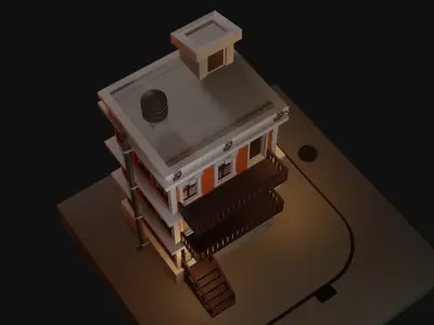 cartoon house Low-poly 3D model