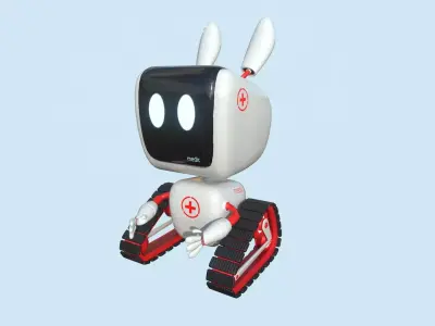Cute Robot 08 - Medic Rescue - Character SciFi Design Low-poly 3D model
