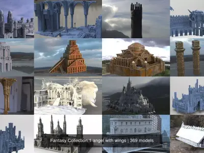 Fantasy Collection 1 angel with wings 3D Model Pack