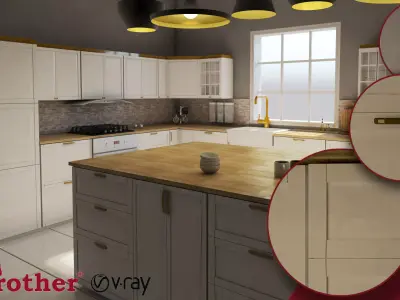 Modern Kitchen 3D model ready for Rendering 3D model