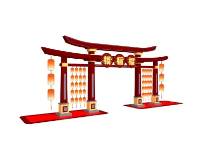 Torii Gate Low-poly 3D model 3D model