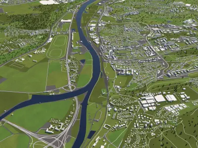 Prague Czech Republic 50x50km 3D City Map 3D model