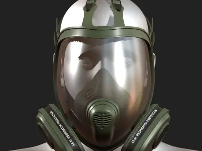 Gas mask helmet 3d model military combat fantasy  Low-poly 3D model 5