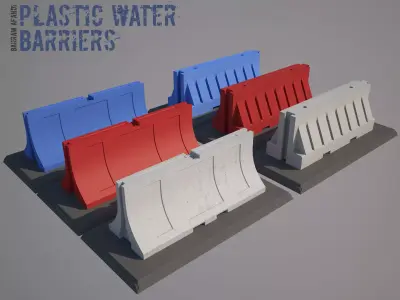 Plastic Traffic Water Barrier - Barricade Low-poly 3D model