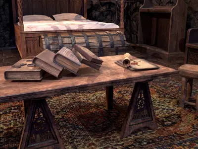 Medieval Bedroom Elegant Furnishings  3D Model Pack