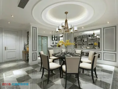 dinnng hall in traditional style 3D model