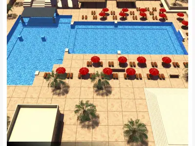 Pool exterior Low-poly 3D model
