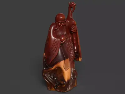Chinese Wooden Carving Statue  Low-poly 3D model