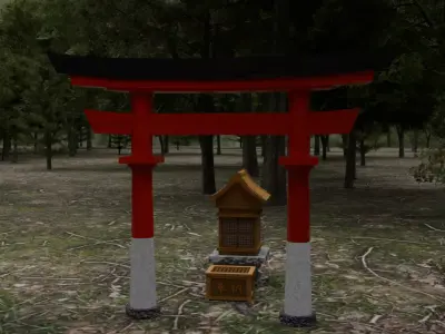 Japanese shrine set 3D model