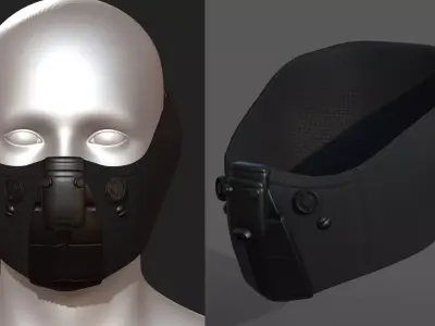 Gas mask respirator scifi futuristic 3d  Low-poly 3D model