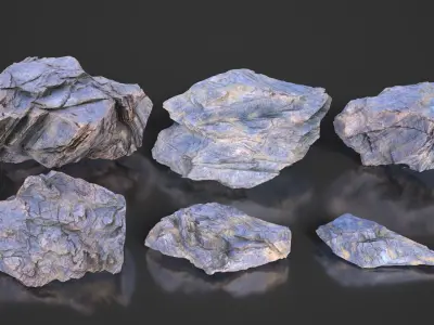 6 Realistic Rock Outcrops 3D Pack - 250702 Low-poly 3D model