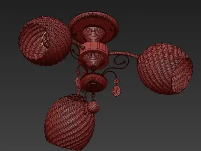 Chandelier chinese lantern ceiling light 3D model