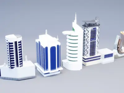BUILDINGS group of in city 3D model