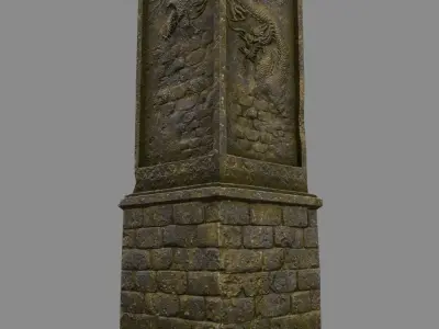 pillar 1 set of four stone columns Low-poly 3D model