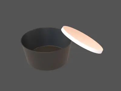 Round Disposable Lunch Box v2 003 Low-poly 3D model