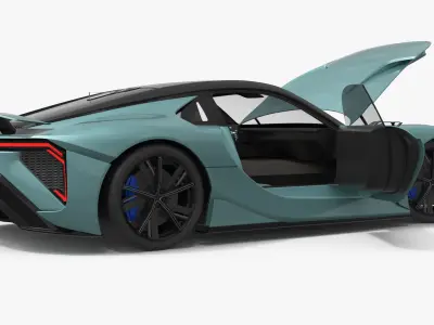  Lexus Sport Concept Car Vehicle Turquoise Rigged 