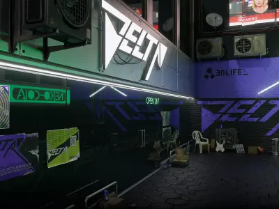 Cyberpunk environment 3D Model Pack