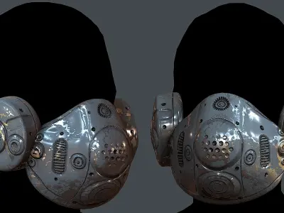 Gas mask helmet 3d model scifi Low-poly Low-poly 3D model 18