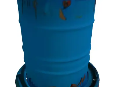 Weathered Industrial Barrel with Stand Low-poly 3D model