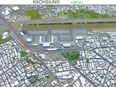 Kaohsiung Airport 10km Low-poly 3D model