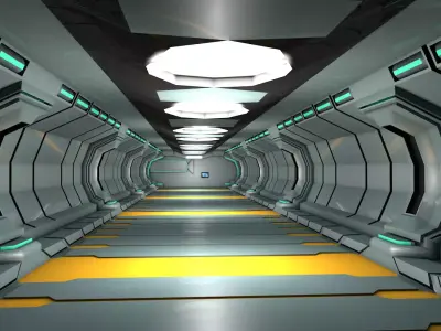 sci fi corridor 3D model 14