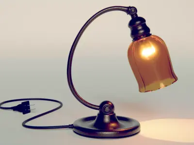 Old Noir Style Desk Lamp - Working Light-bulb -  Low-poly 3D model