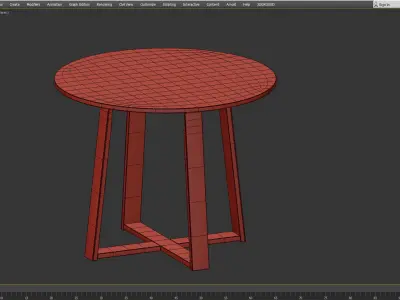 Olwen Oak Wood Round Dining Table Low-poly 3D model