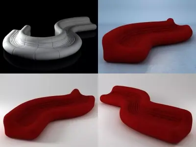 Carrera sofa with cushion 3D model