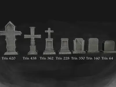 Headstone headstones Low-poly 3D model