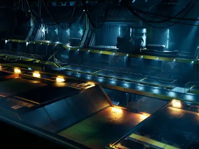 Sci-Fi Hangar Low-poly 3D model