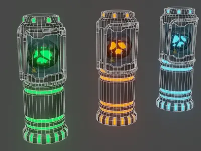 Sci-fi lab Capsule with energy ball Low-poly 3D model