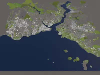 Istanbul Turkey 50x50km City 3D Map 3D model