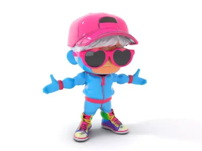 Cool Kid Rigged and Animated D Character Model Low-poly 3D model