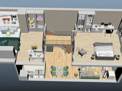 Duplex apartment floorplan  Square40 3D model