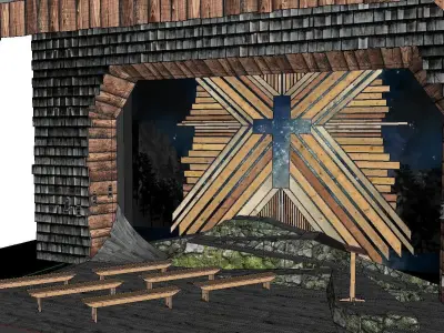 Architecture-Religion-God-Culture-Temple-0283 stage with fire... 3D model