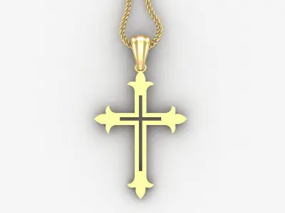 High Cross Pendant Light Gold 18K 4CP053 3D print model