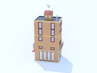 Italian Building number 2 Lowpoly Low-poly 3D model