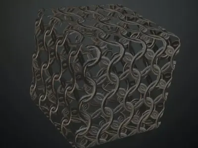 Red Perforated Metal Panel with Black Straps PBR SEAMLESS Texture