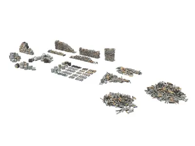 Cut and chopped firewood pack Low-poly 3D model