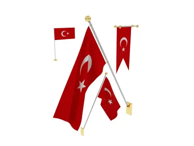 Flags of Turkey 3D model