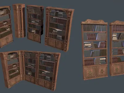 Medieval Fantasy Library model pack low-poly PBR Low-poly 3D model