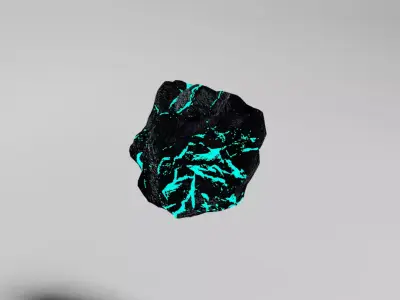 Space Rock Asteroid Glowing Blue Core for Game PBR Free low-poly 3D model