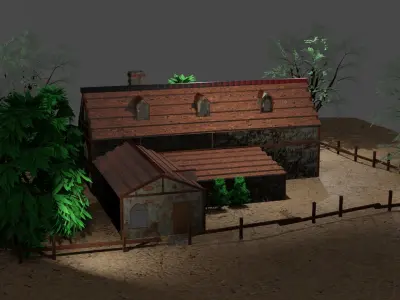 village old house low poly Low-poly 3D model