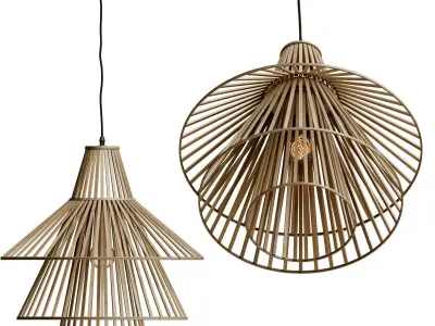 Bamboo Conical Pendant Lamp Shade 3D model