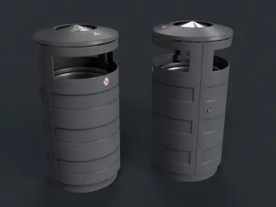 Street Trash Can 13 PBR Game Ready Low-poly 3D model